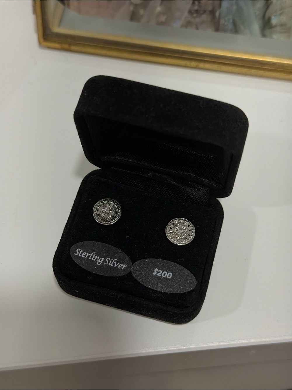 Macys real diamond Sterling Silver Round Pave Stud Earrings - Silver